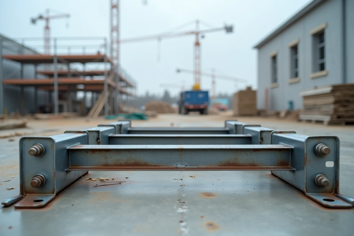 Assemblage de cornières en L acier sur un chantier de construction de structure métallique