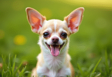 Chihuahua aux oreilles papillon en plein jour en extérieur