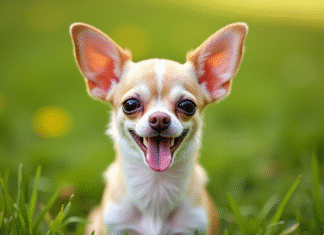 Chihuahua aux oreilles papillon en plein jour en extérieur