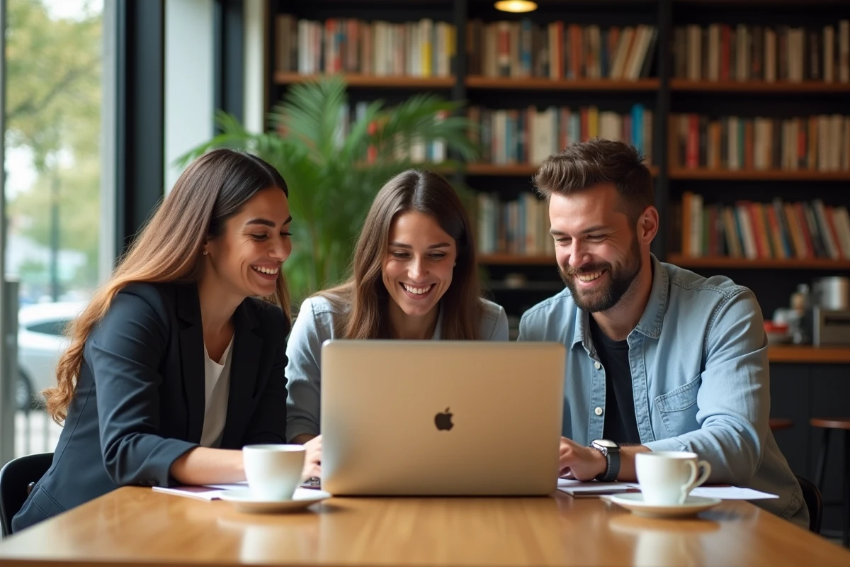 Groupe d organisateurs d événements dans un café convivial