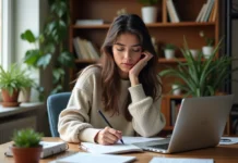 Meilleure méthode d’apprentissage : comparatif et conseils pour choisir Jeune femme concentrée dans un bureau à domicile