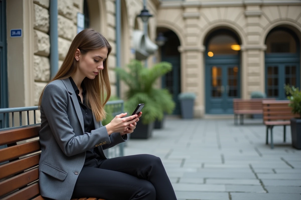 Jeune femme seule sur un banc à Angoulême