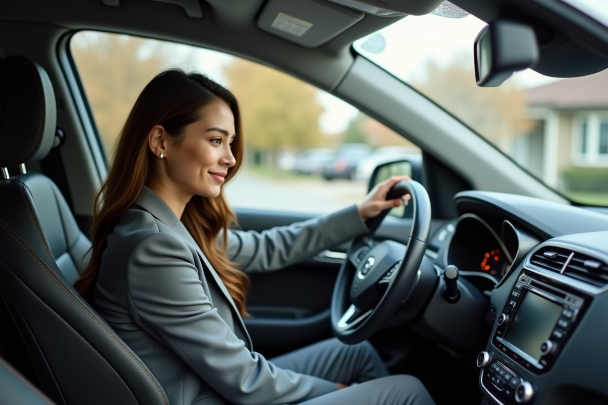 Jeune femme dans un SUV d