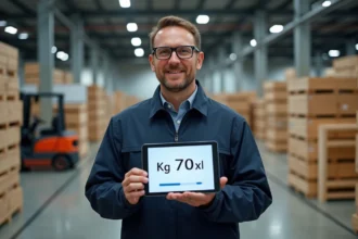 Manager logistique avec tablette dans entrepôt moderne