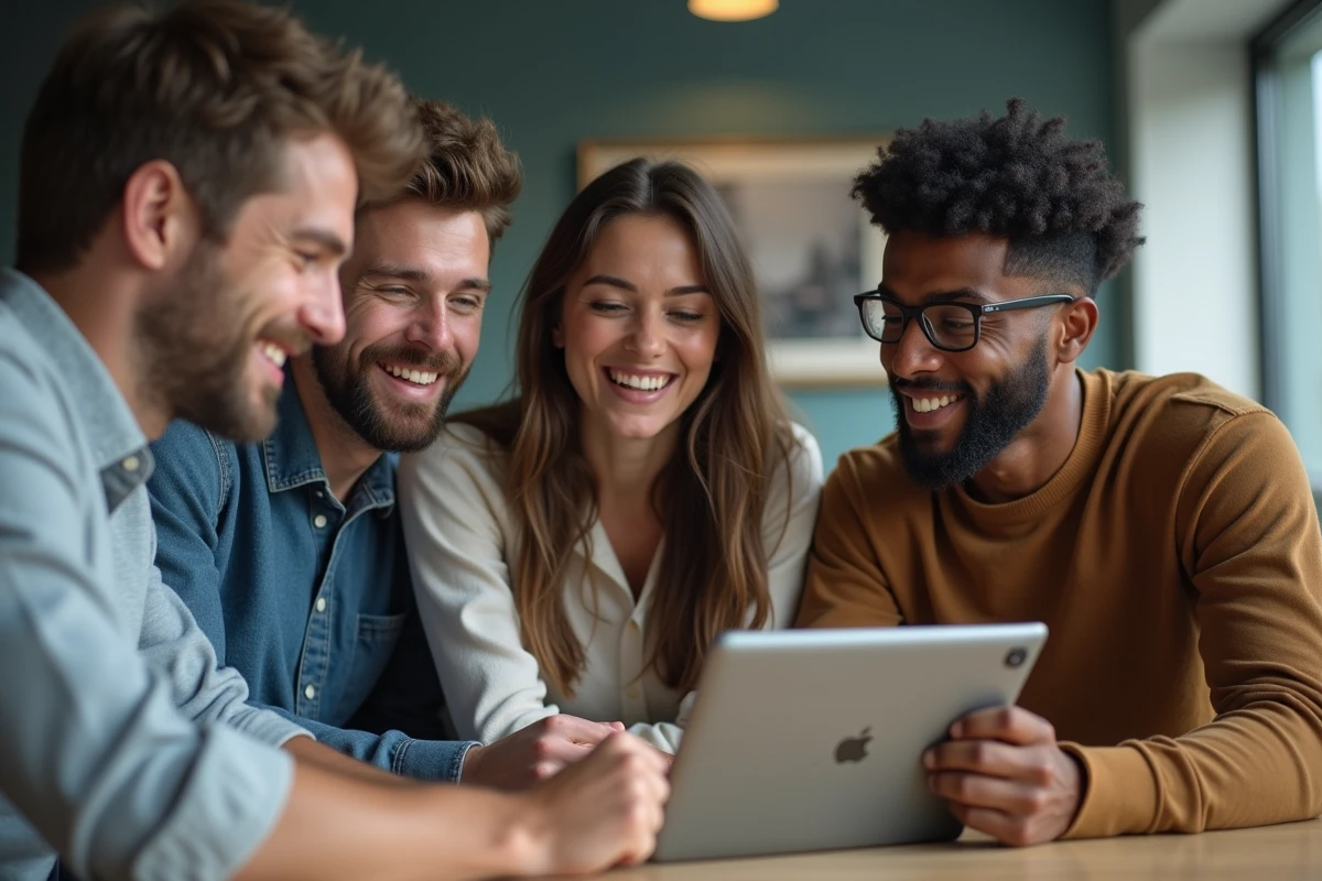 Groupe de jeunes adultes discutant autour d