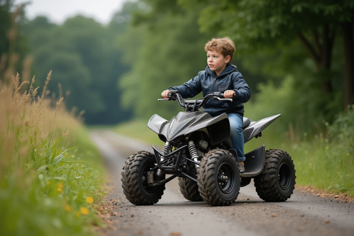 jeune-cycliste-quadracing Adolescent en motocross sur un quad en pleine nature