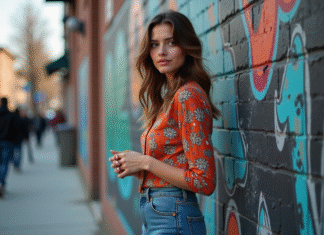 Personnalité et vêtements : le reflet de soi-même Jeune femme devant un mur de street art urbain