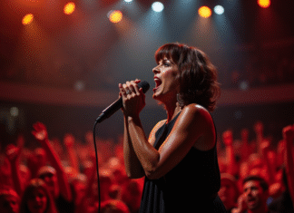 Mireille Mathieu en concert à Moscou chantant passionne