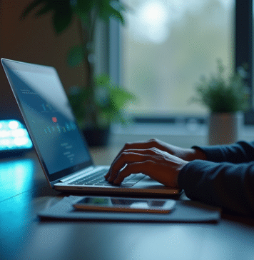 Personne travaillant à un bureau moderne avec un routeur sans fil