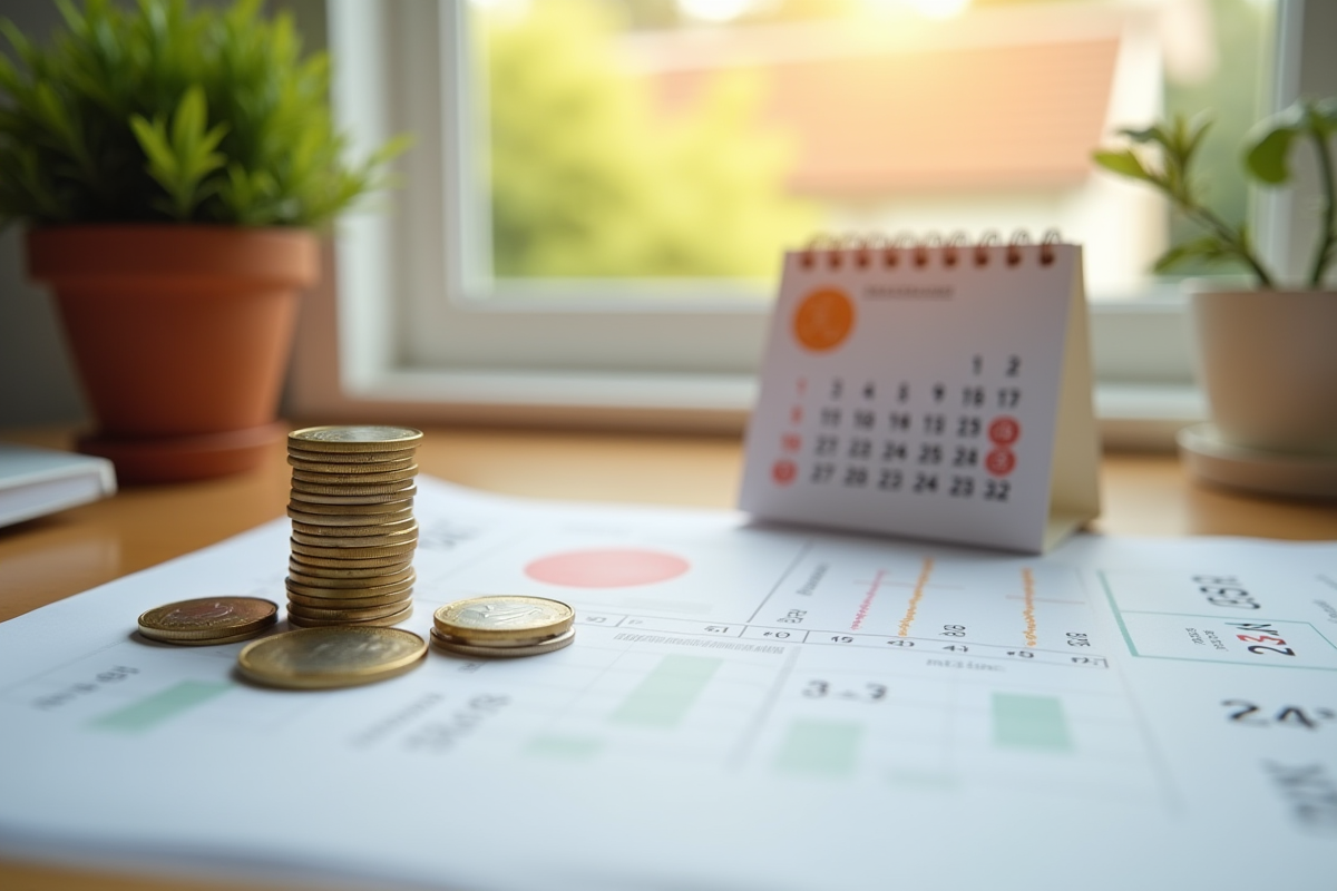Pièces d euro et documents d investissement immobilier sur un bureau