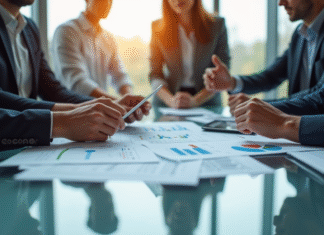 Fonds d’investissement : comprendre leur fonctionnement en détail ! Réunion d'affaires avec professionnels analysant des graphiques financiers