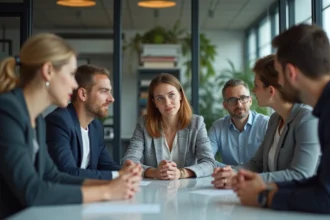 Groupe de professionnels en réunion à Angoulême